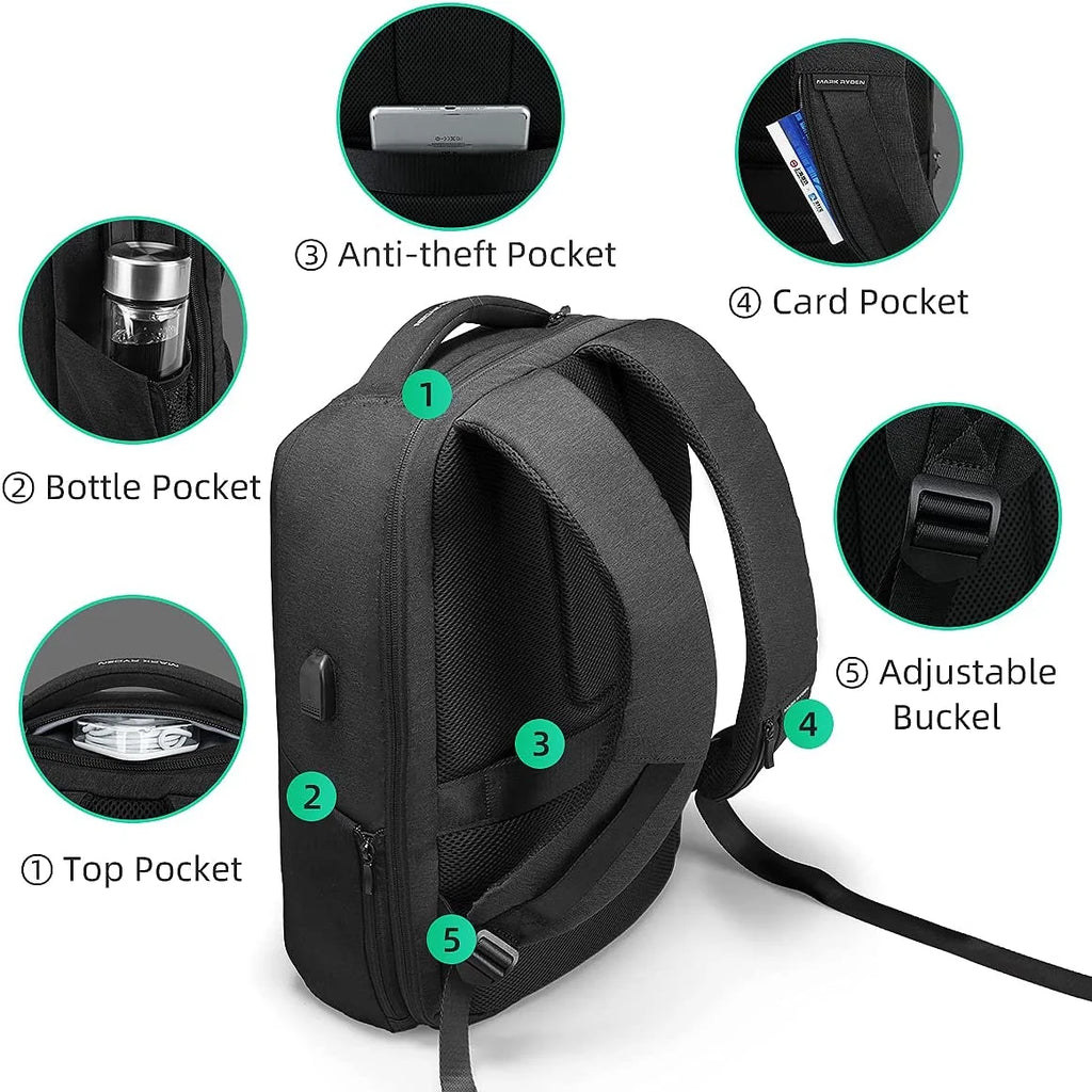 Anti Theft Backpack with TSA Approved Lock and Scratch Resistant Shell, Waterproof Travel Backpack, USB Laptop Backpack Fits 15.6 Inch Notebook O75203