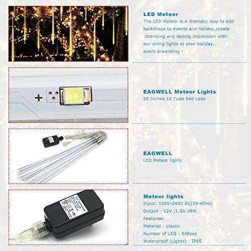 540 LED Meteor Shower Rain Lights Waterproof W505