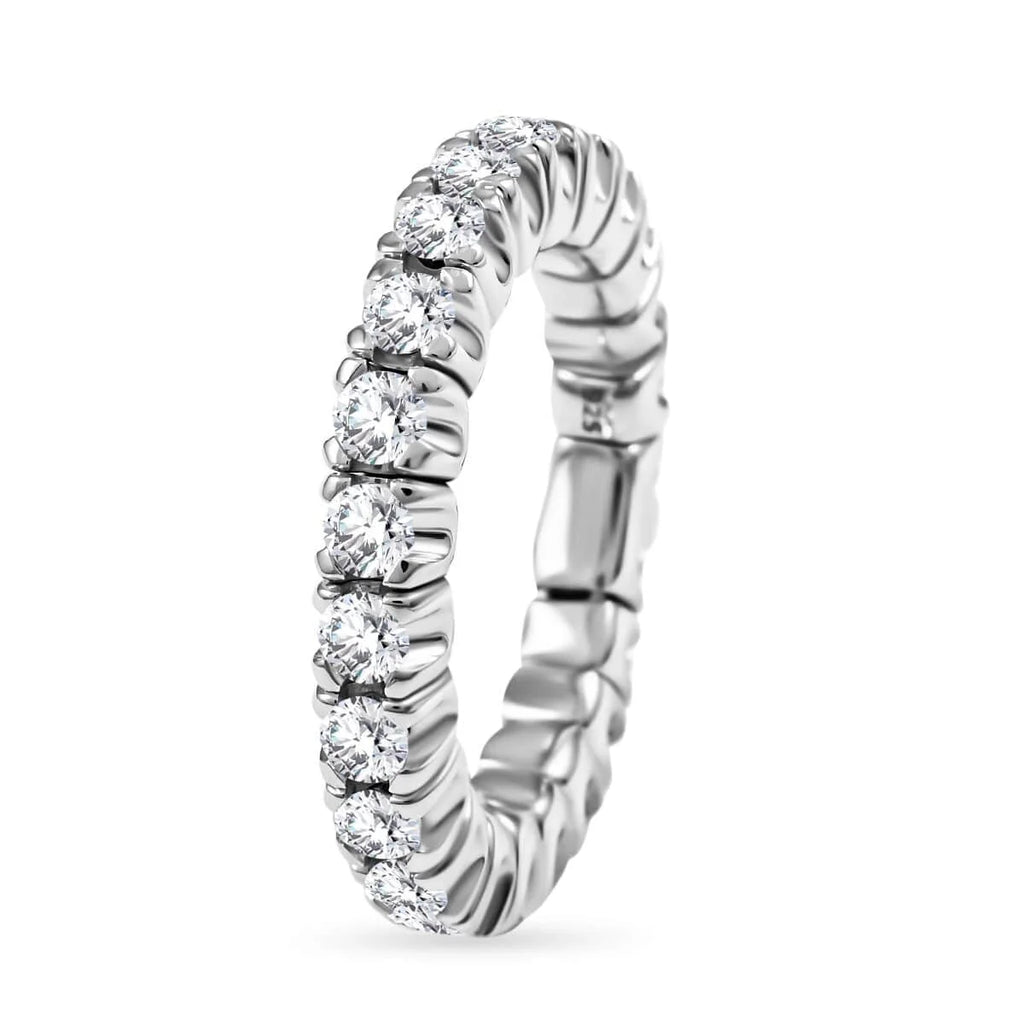 Moissanite Round 925 Sterling Silver Rhodium Plated Eternity Band Ring Size 9 Ct 1.85 T722