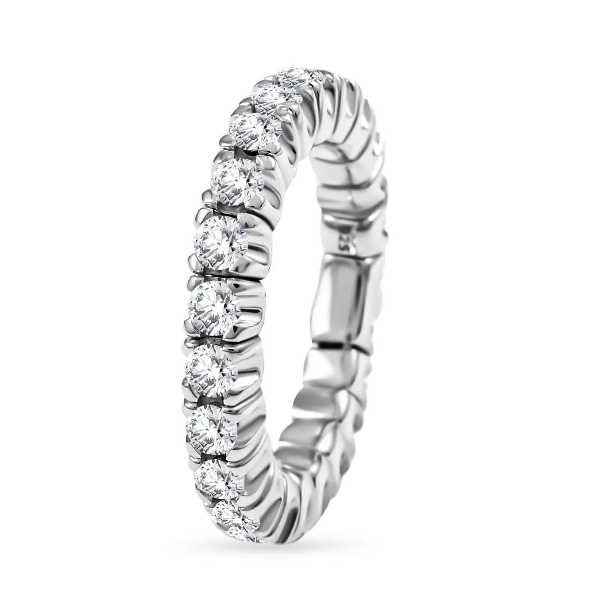 Moissanite Round 925 Sterling Silver Rhodium Plated Eternity Band Ring Size 9 Ct 1.85 T722