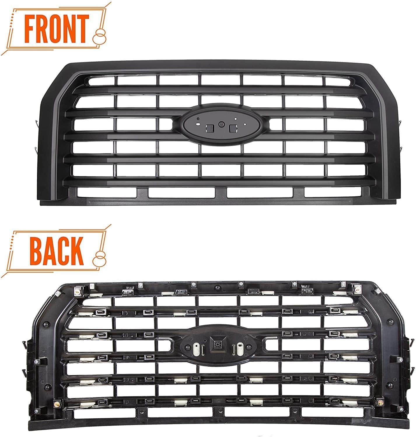 Bumper Grille Compatible with 2015-2017 Ford F150 Front Hood Five Bar Radiator I300916