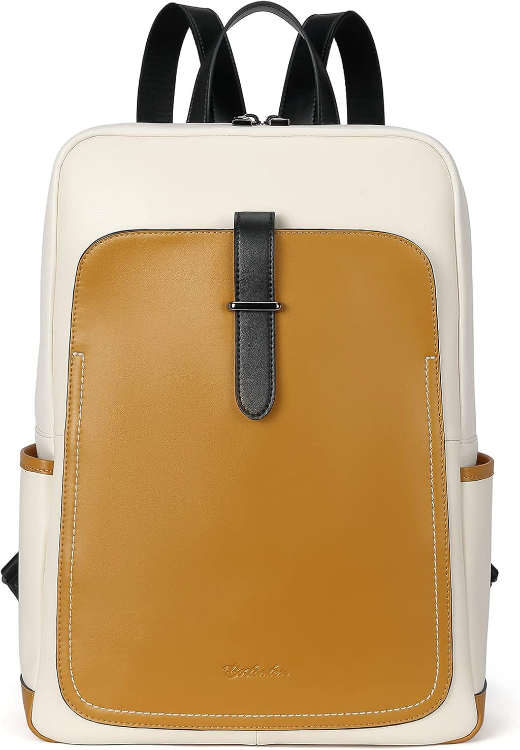 Black Leather Laptop Backpack 15.6 inch D788