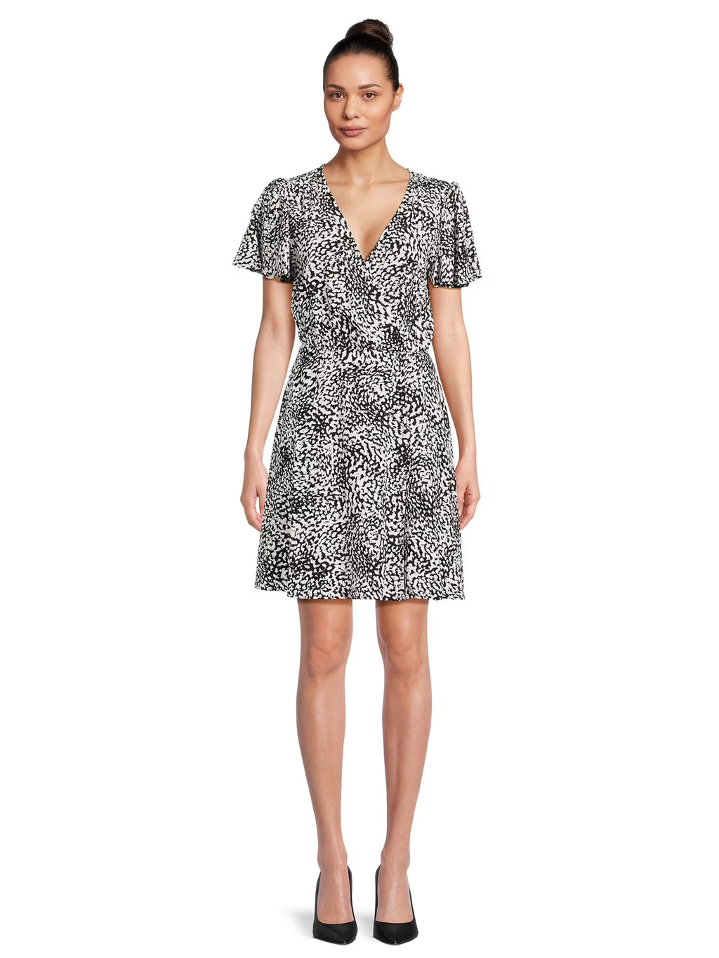 Flutter Sleeve Faux Wrap Dress P61791