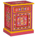 Pink Hand Painted Solid Mango Wood Bedside Cabinet D798