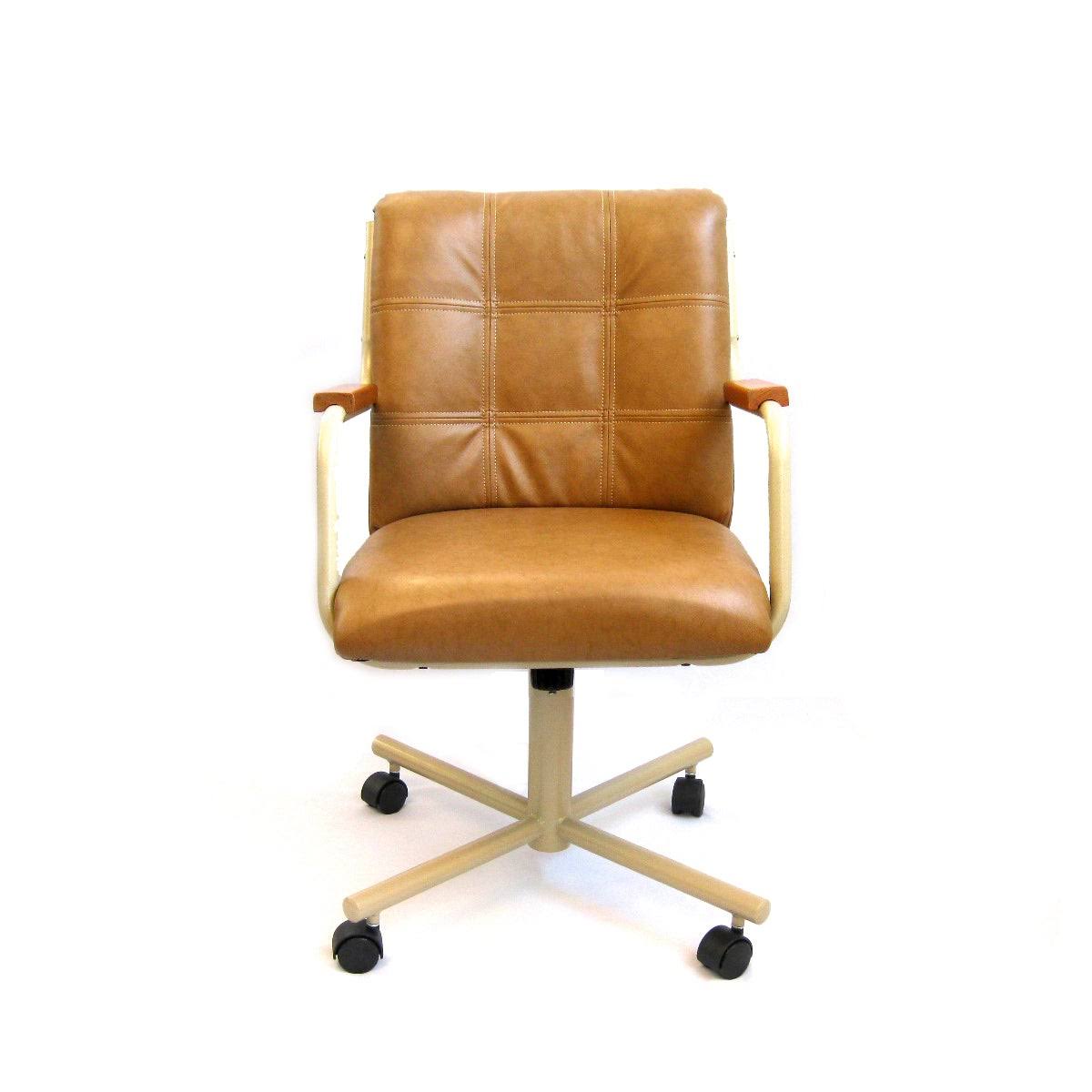 Swivel Tilt Caster Arm Chair in Buff Polyurethane G4405
