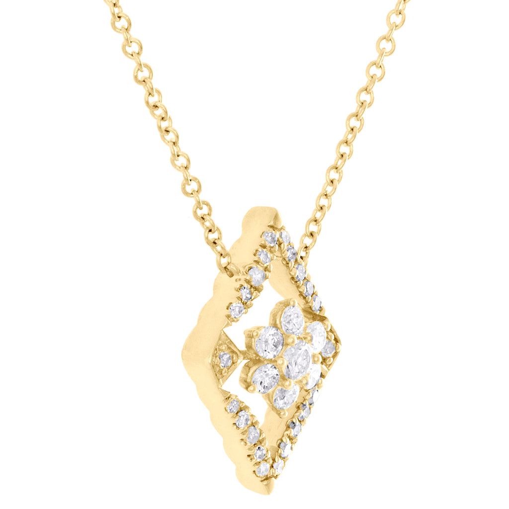 14K Yellow Gold Diamond Geometric Cluster Necklace 18" S536734