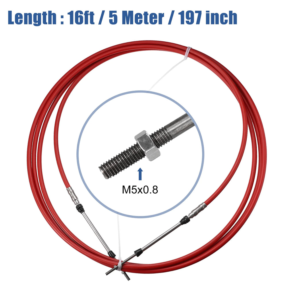 16ft 197 Inch Marine Throttle Shift Remote Control Box Cable for Yamaha Outboard Engine Boat Red O36432