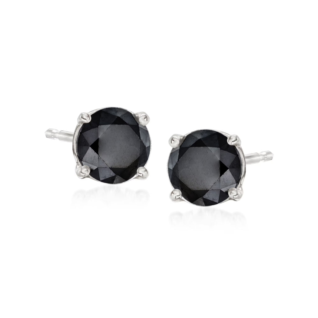 Black Diamond Stud Earrings in Sterling Silver X588168
