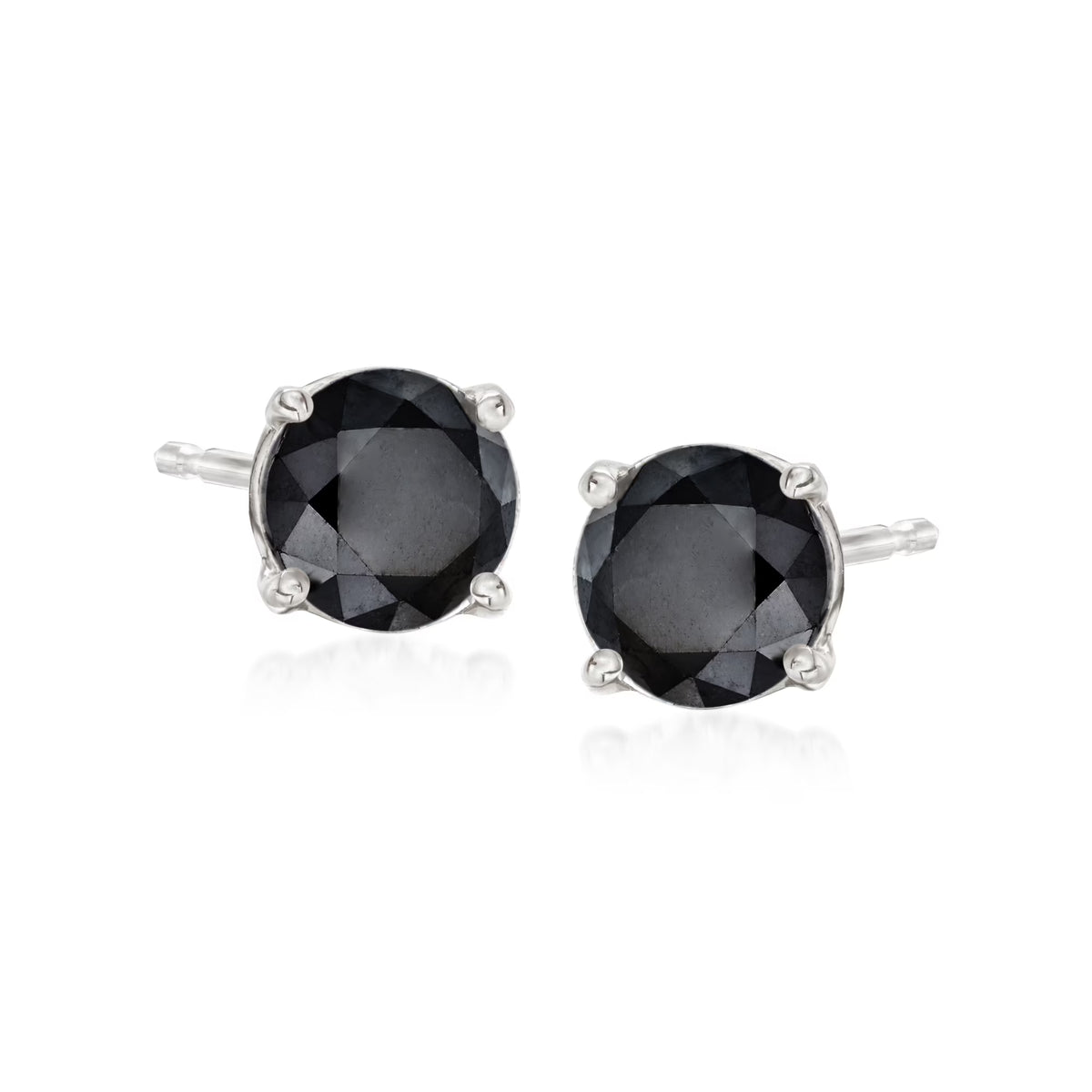 Black Diamond Stud Earrings in Sterling Silver X588168
