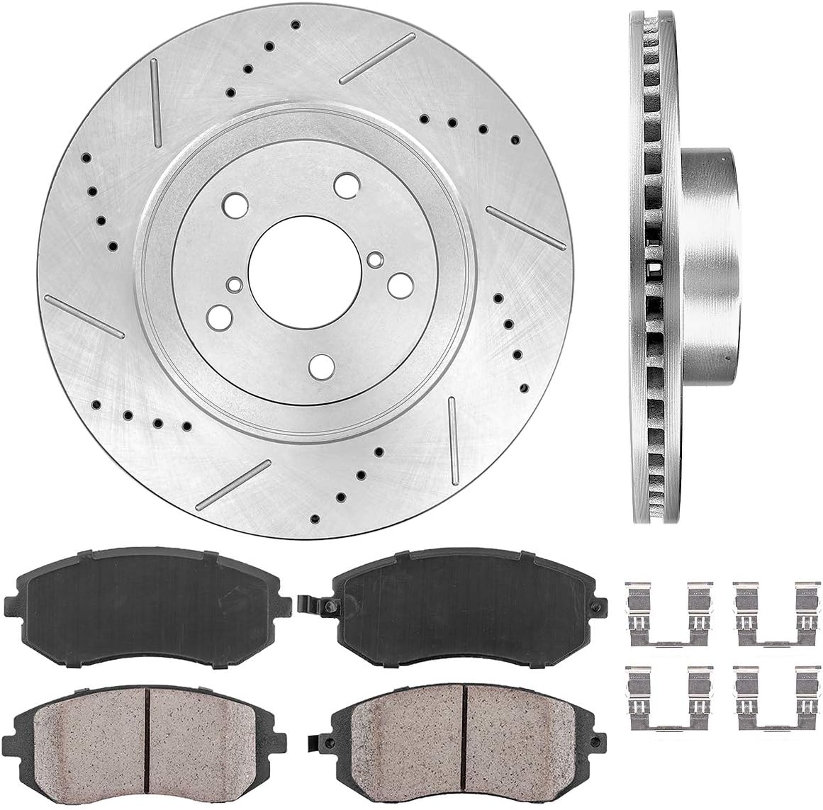 FRONT 292mm D/S 5Lug Rotors + Brake Pads + Clips A31204