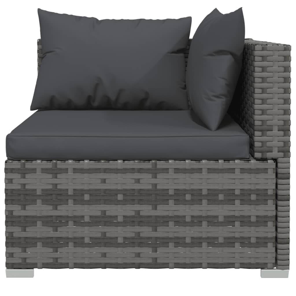 3 Piece Gray Poly Rattan Corner Sofa Set with Cushions J218