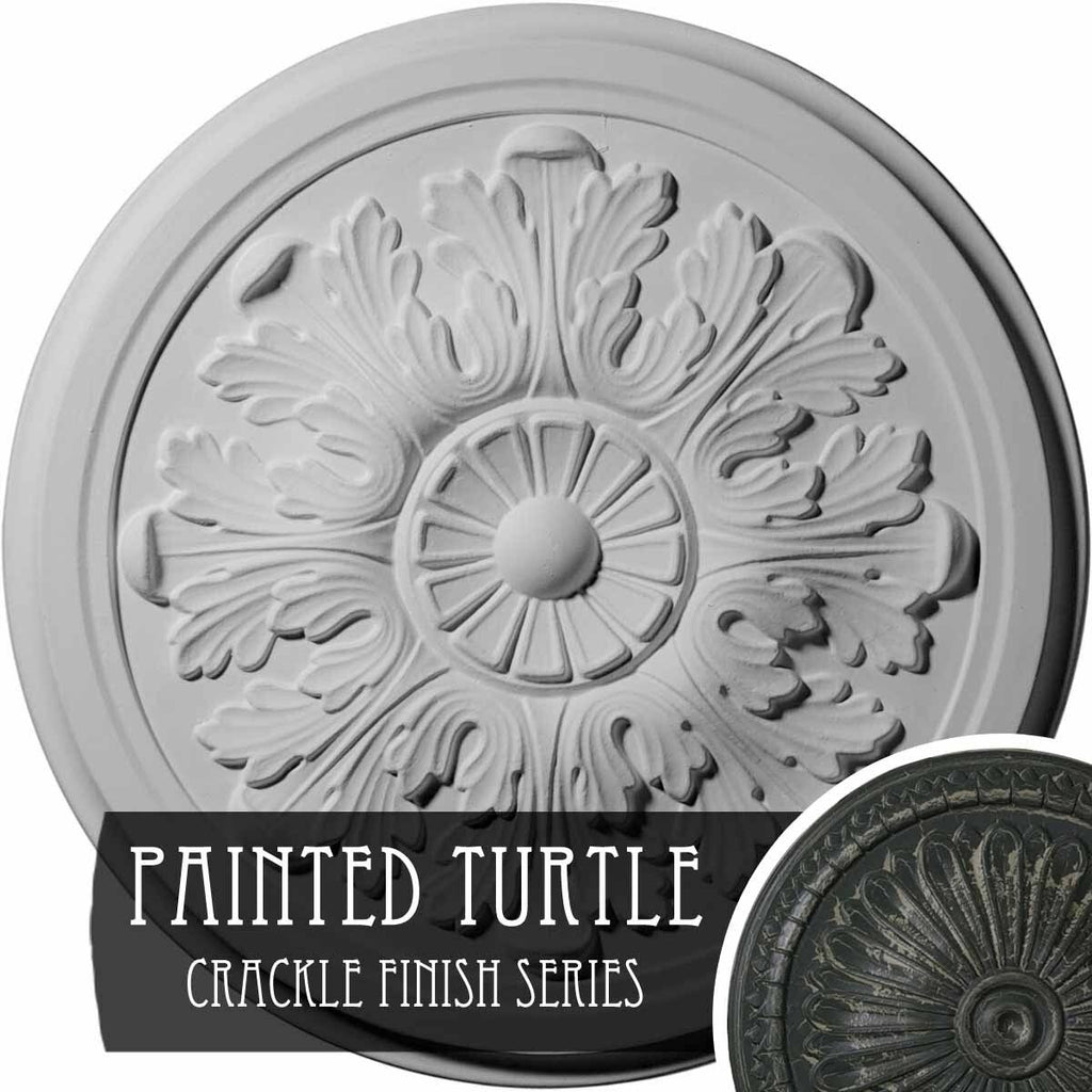 12 3/4 inch x 7/8 inch Ceiling Medallion, Hand-Painted Crackle B5330