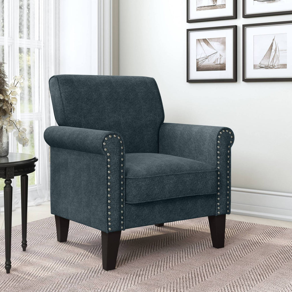 Blue Chenille Arm Chair D758381