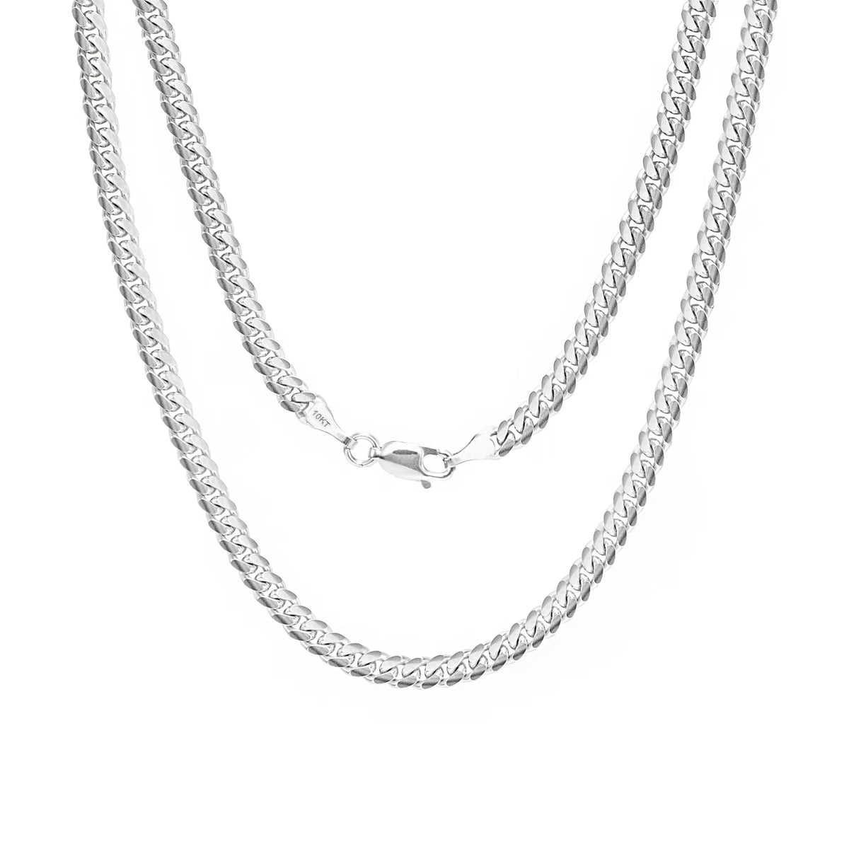 10k White Gold Miami Cuban Link Chain Pendant Necklace 16" - 30" H9914