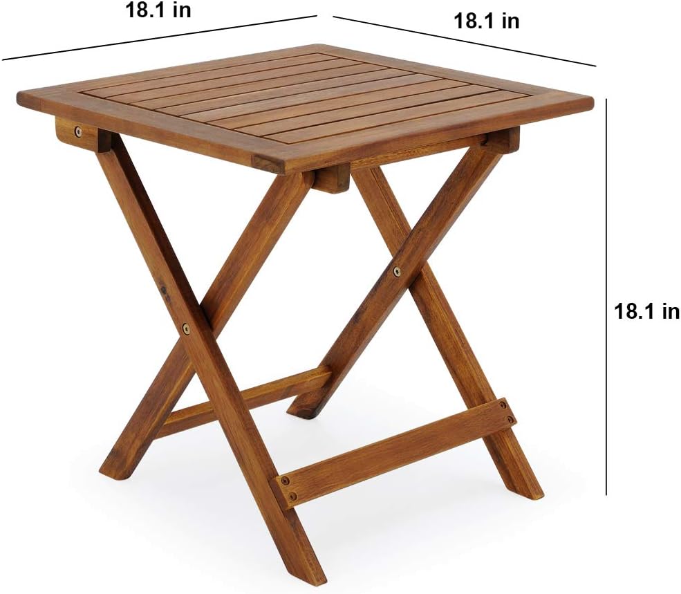 27x27 Inch Acacia Wood Folding Side Table V810