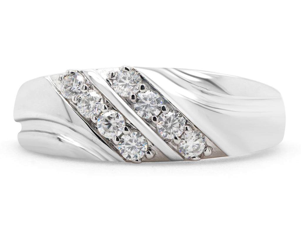 14K White Gold Over Sterling Silver Mens Wedding Band Ring X331750