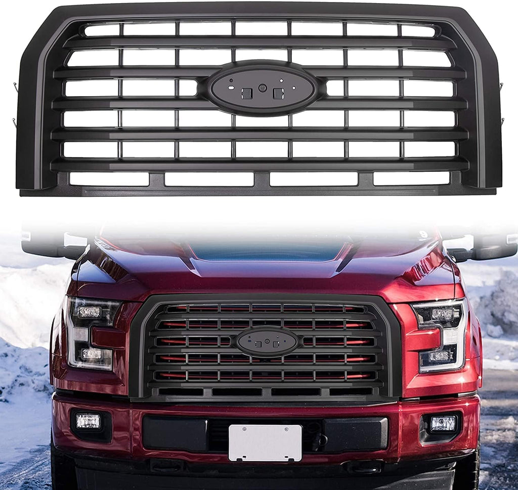 Bumper Grille Compatible with 2015-2017 Ford F150 Front Hood Five Bar Radiator I300916