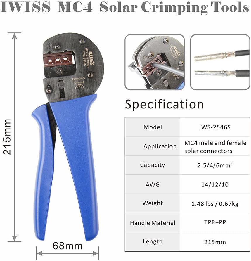 Solar Crimping Tool Kit with Wire Cable Cutter and Stripper R65455