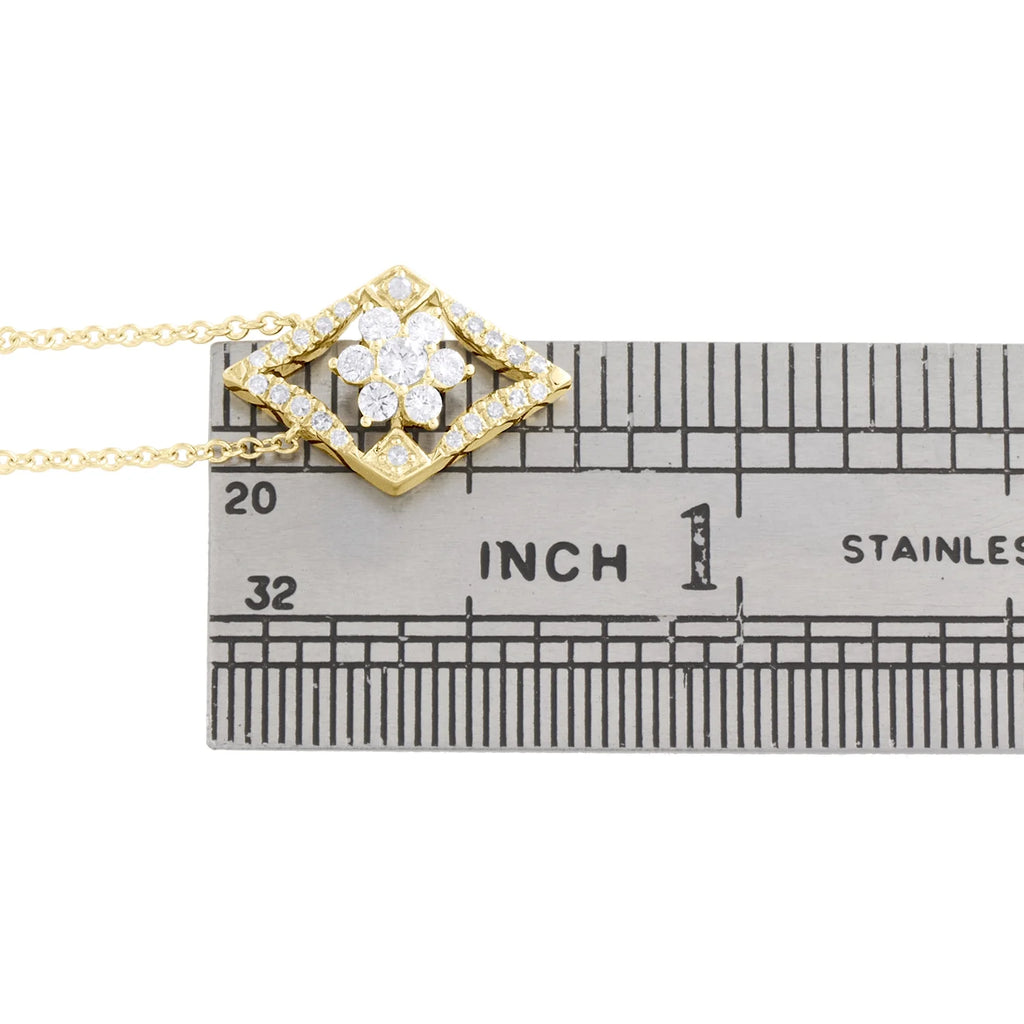 14K Yellow Gold Diamond Geometric Cluster Necklace 18" S536734