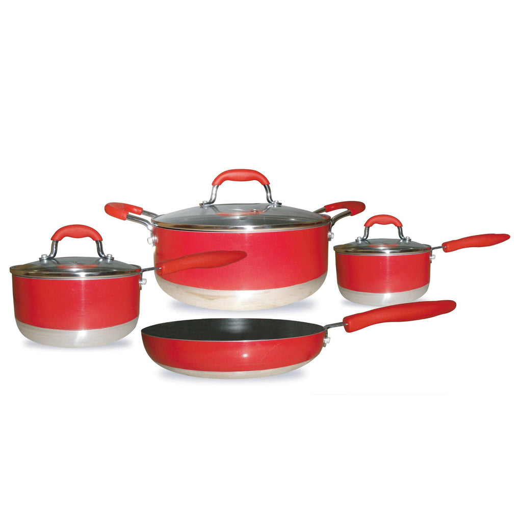 7 Piece Non-Stick Cookware Set, Red X53797