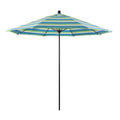 9 ft. Stone Black Aluminum Market Patio Umbrella with Manual Lift and Fiberglass Ribs J3098