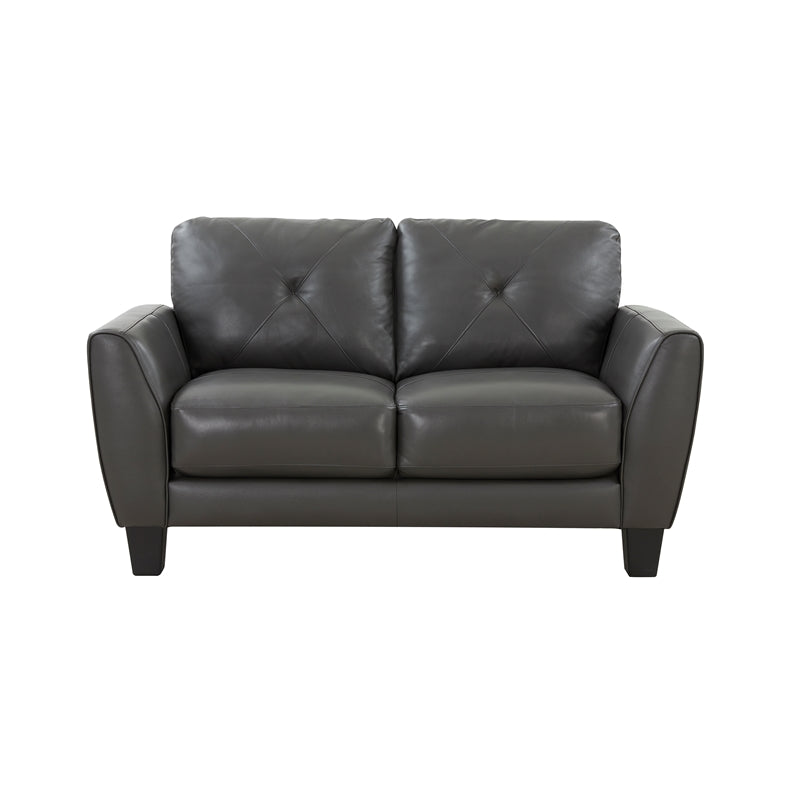 Gray Top Grain Leather Loveseat J508439