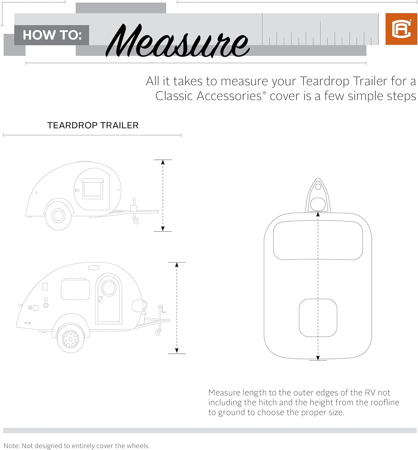 Teardrop Trailer Cover, Fits 12' - 15'L, 7'W R920