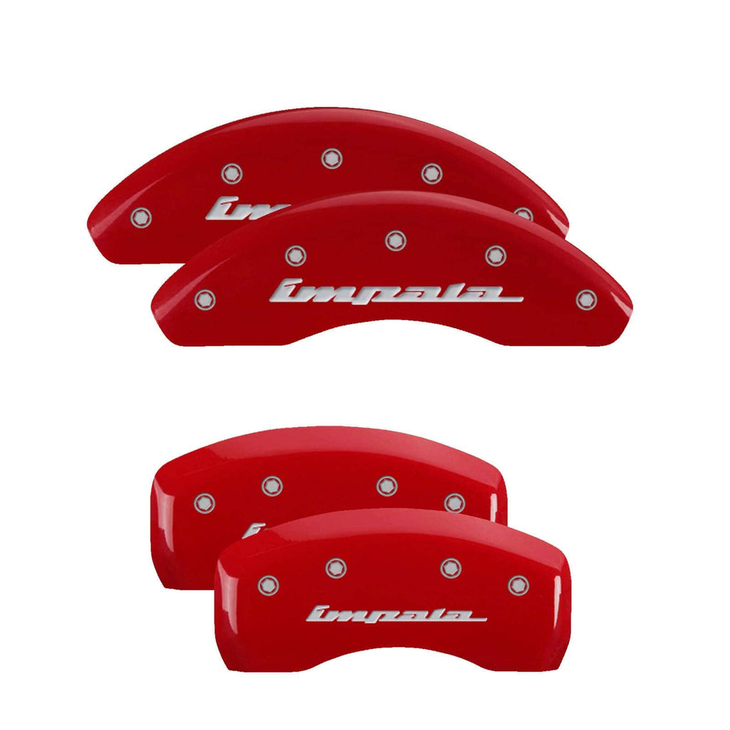4 Caliper Covers Red Finish Silver D466
