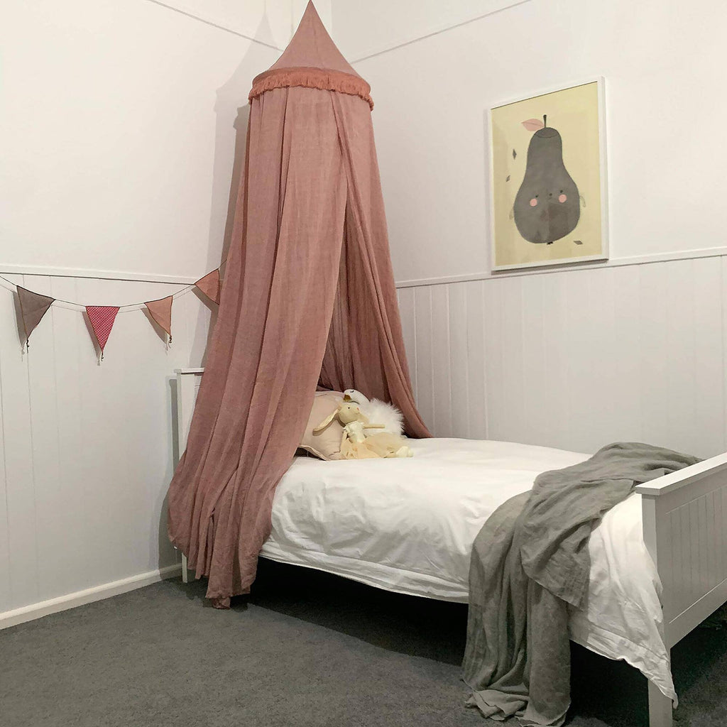 Hanging Dusty Dirty Pink Princess Canopy with Tassels V7943