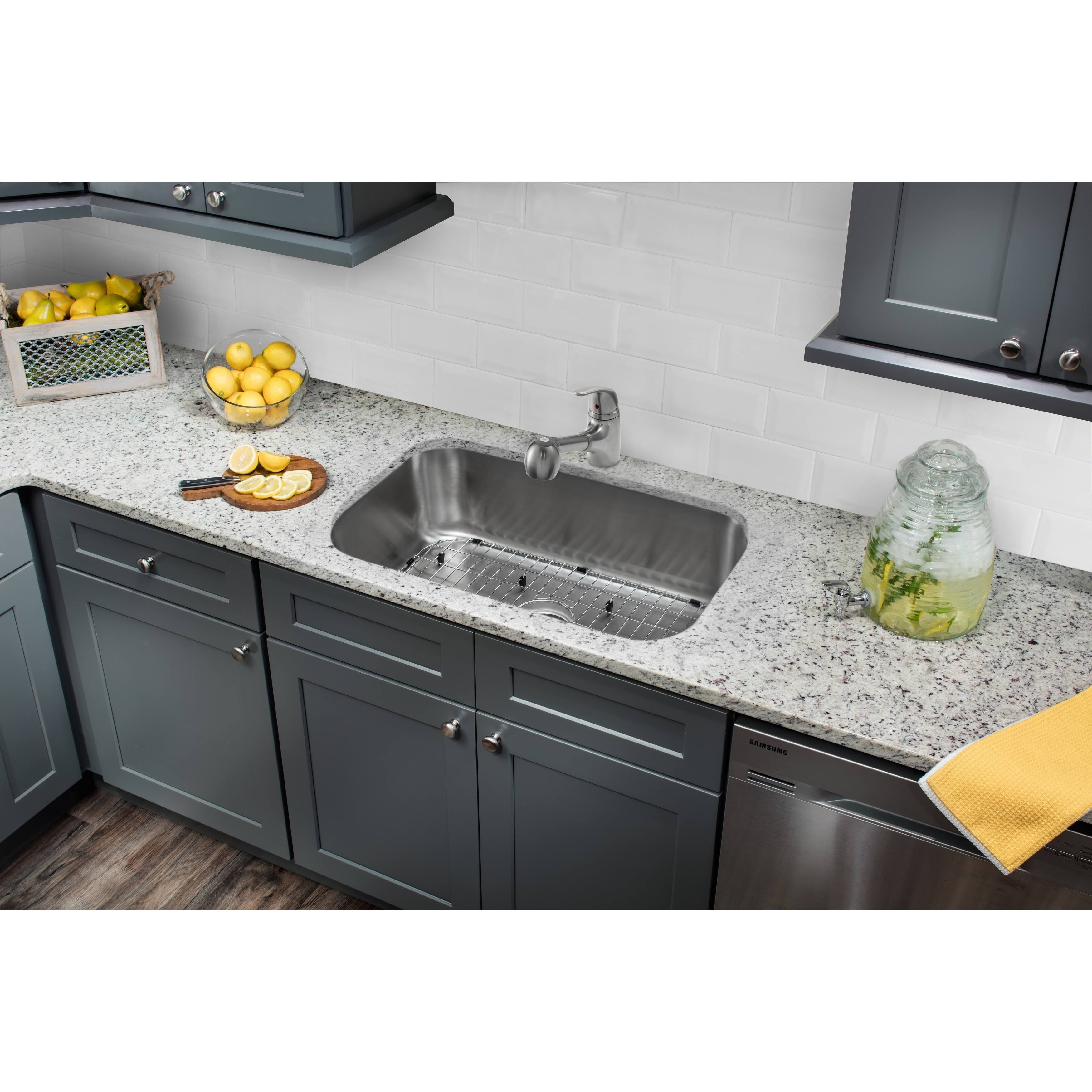 30x22 Large Stainless Steel Kitchen Sink with Low Profile Faucet N79379