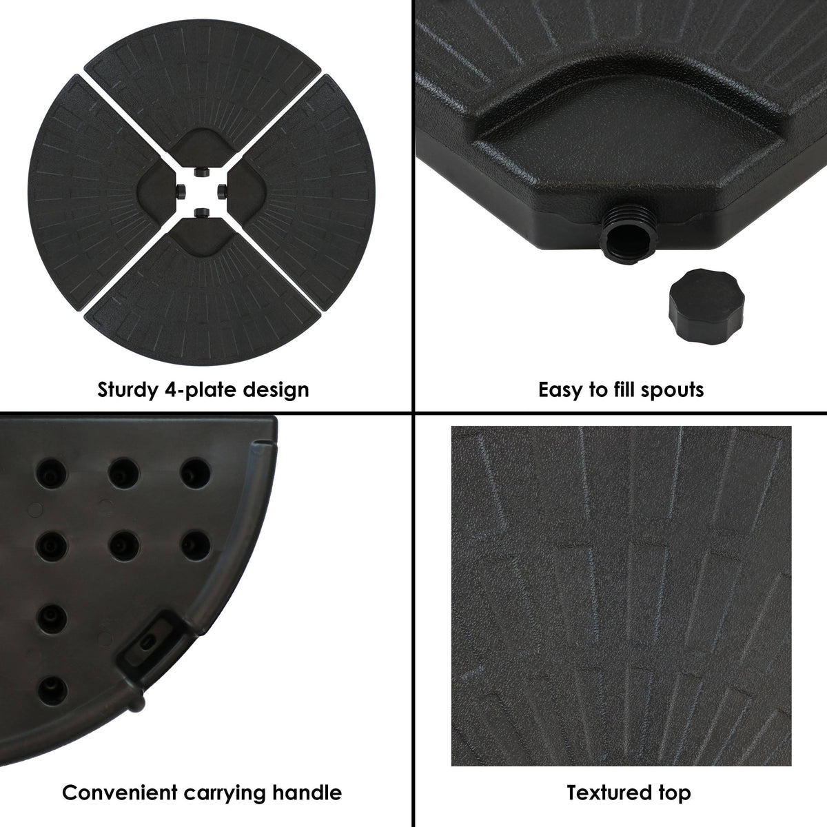 Black Cantilever Patio Umbrella Base Plate 4 Pk D4203