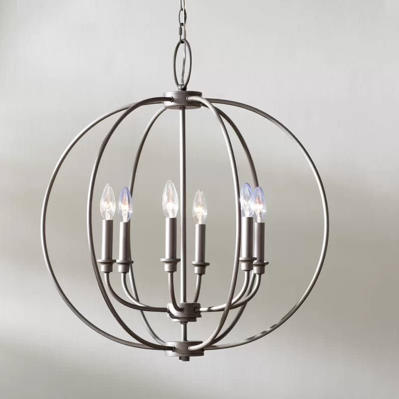6-Light Globe Chandelier Brushed Nickel T741208