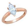 Marquise Cut Blue Topaz 18k Rose Gold Solitaire Ring A568223