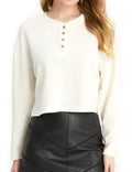 Oversized Long Sleeve Crop Top Waffle Ribbed R5094