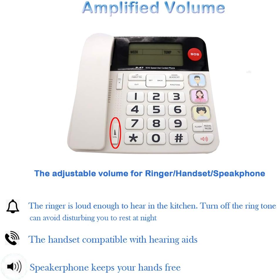 Corded Phones with Big Button, Caller ID, Amplified Phones, Pack of 2 L67686