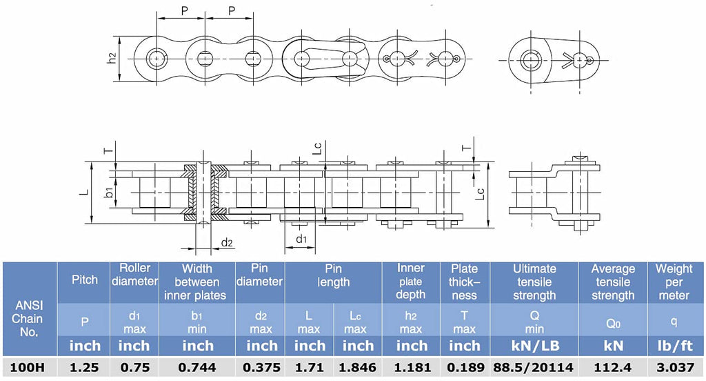 Heavy Duty Roller Chain x 10 feet with 2 Connecting Links F709810