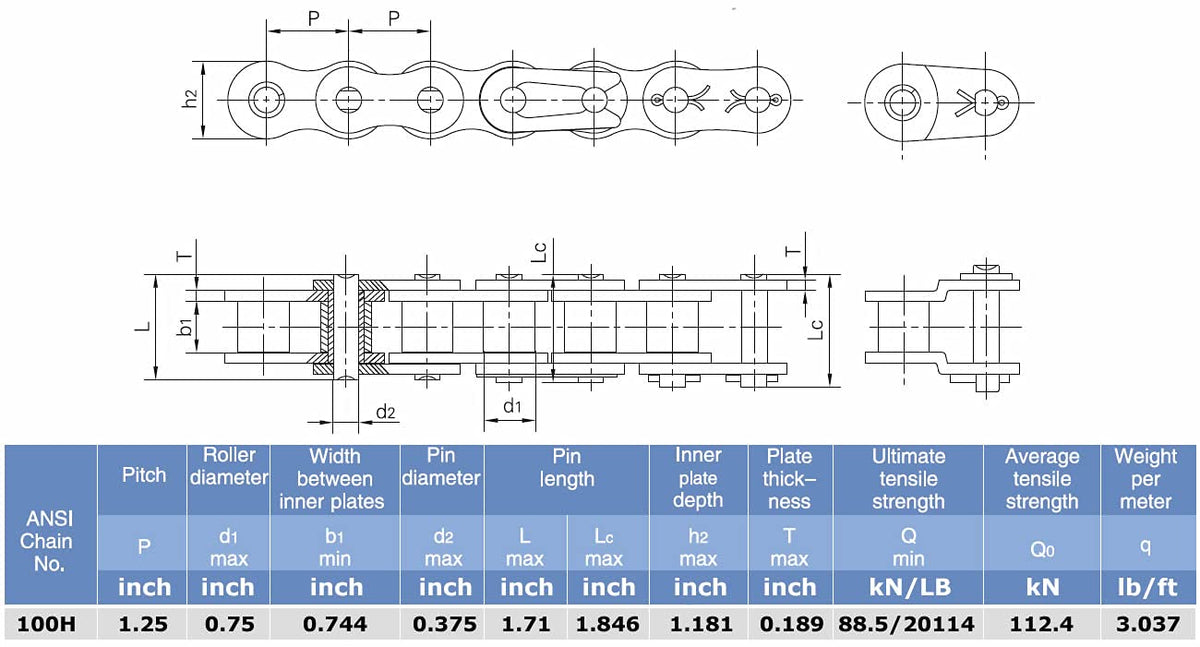 Heavy Duty Roller Chain x 10 feet with 2 Connecting Links F709810