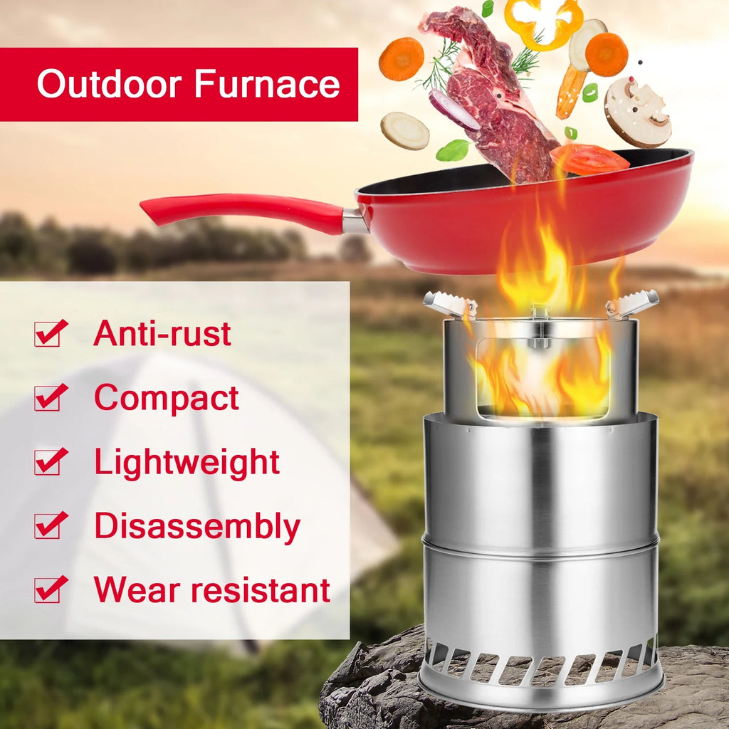 Camping Furnace Stainless Steel Detachable Wood Stove A747