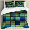 Blue Geometric Queen Duvet Cover Set S76363