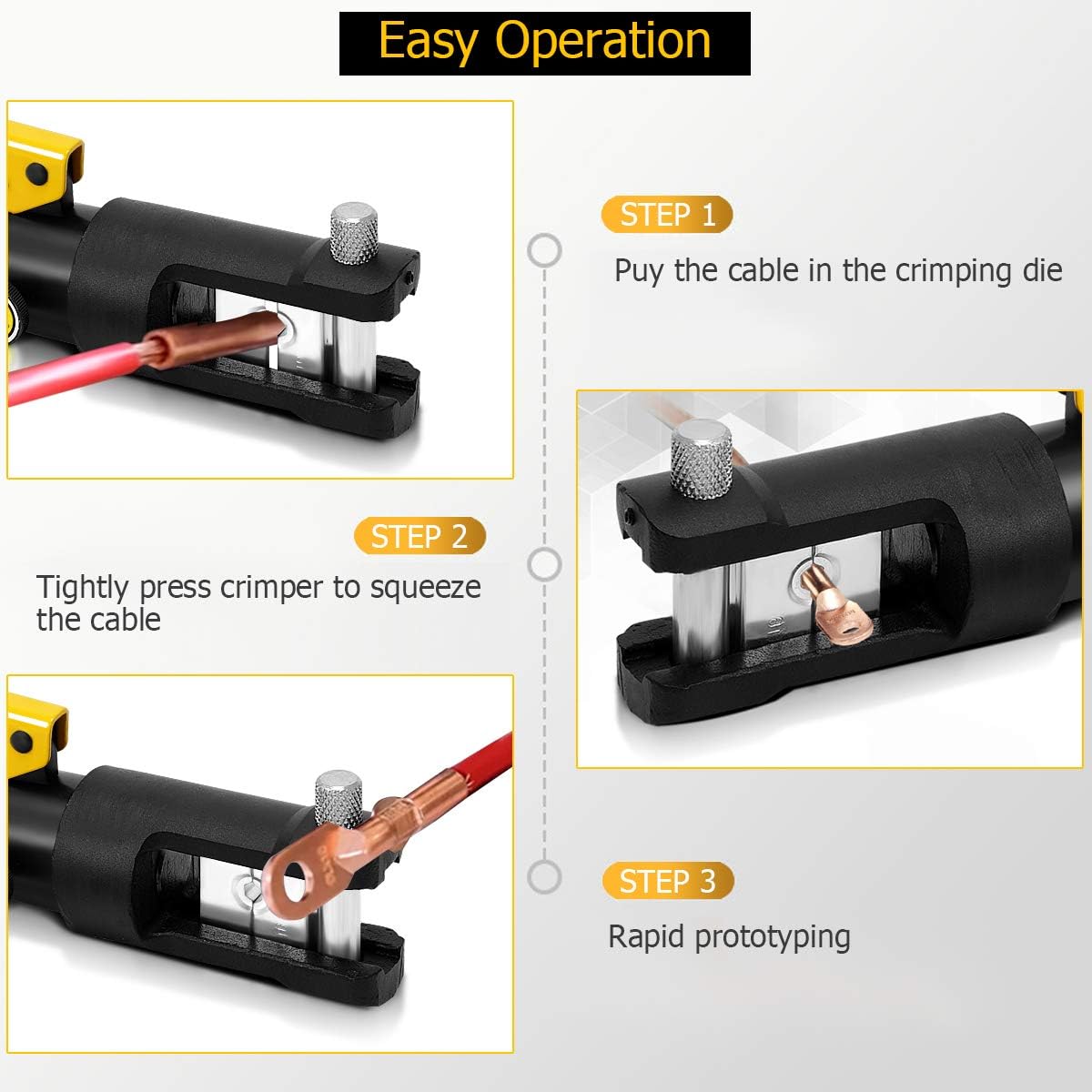 16 Ton Hydraulic Wire Crimper with 11 Dies F440