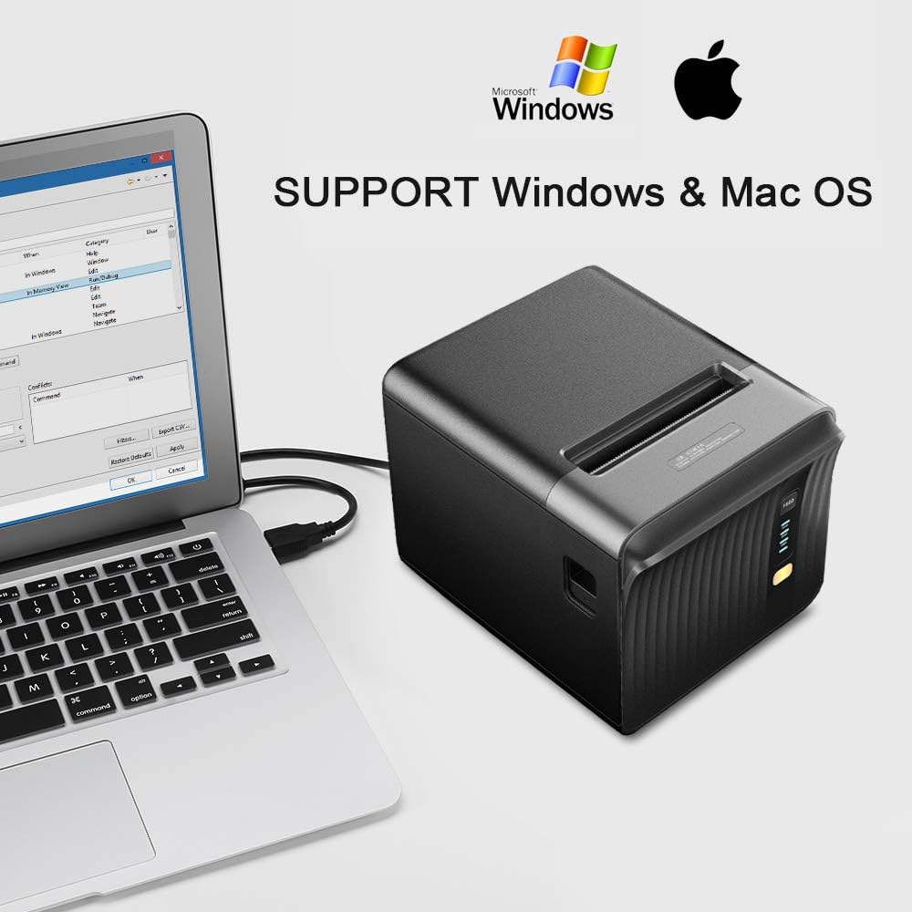 Thermal Receipt Printer with Auto Cutter, USB Serial Ethernet LAN, ESC/POS E53903