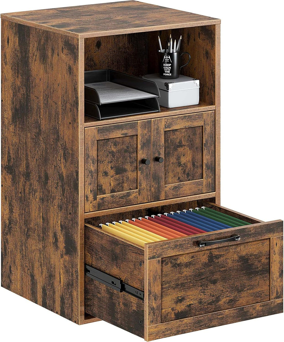 Black File Cabinet with Drawer and Storage Shelf V590