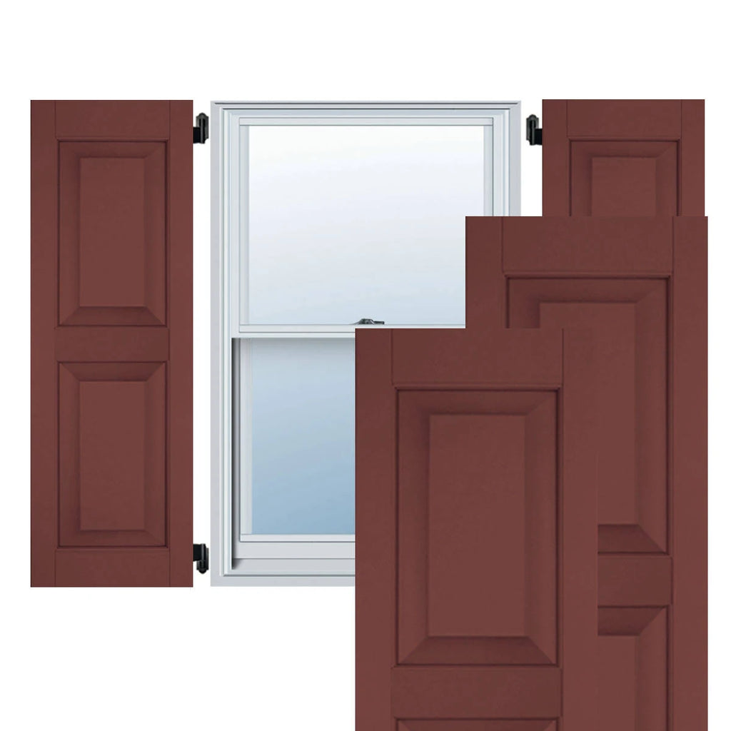 Cottage Red Exterior Real Wood Pine Raised Panel Shutters Pair A7995