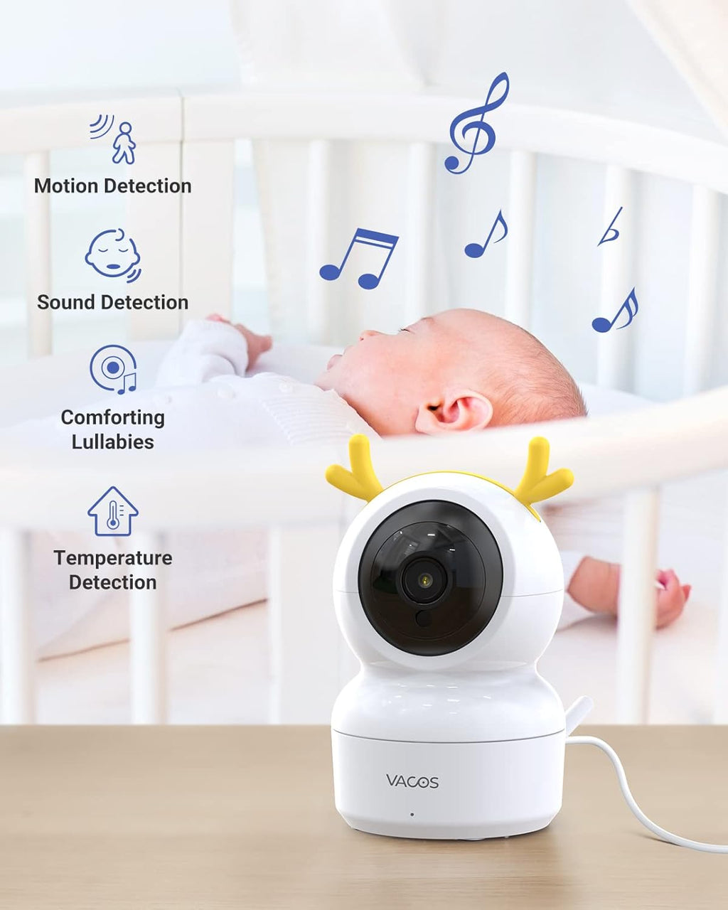 Baby Monitor with Camera and Audio, 720P 5 HD Display, Night Vision, 1000ft Range P18168