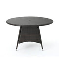 Brown Round Wicker Outdoor Dining Table A95826