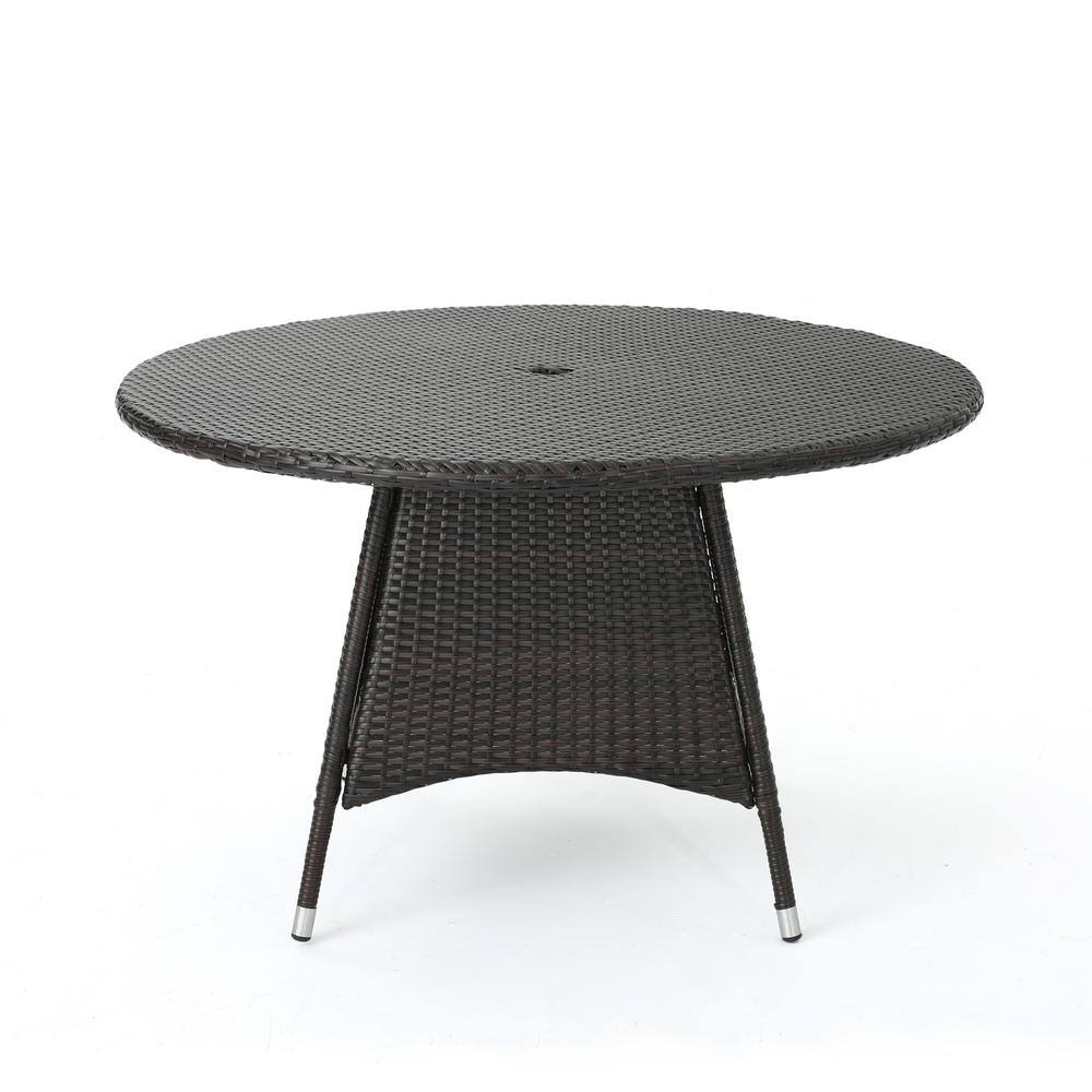 Brown Round Wicker Outdoor Dining Table A95826