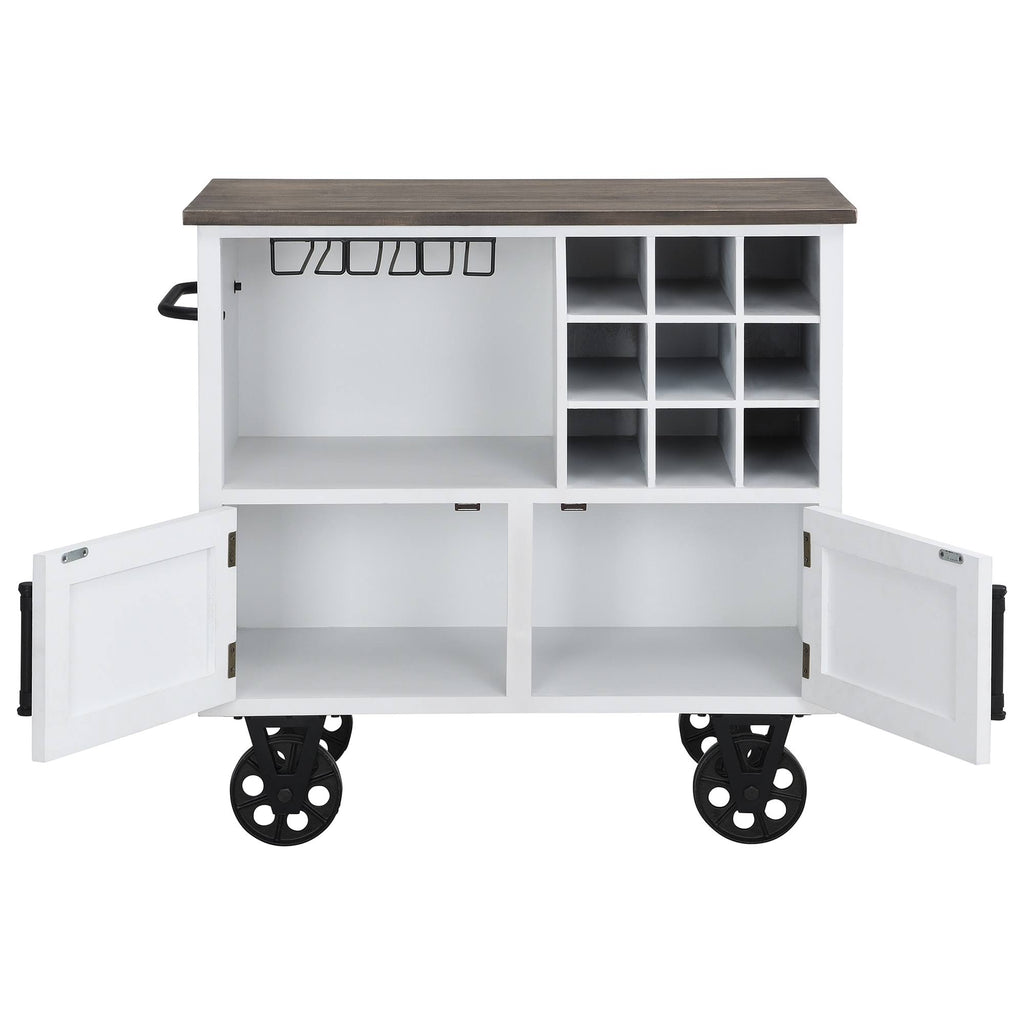 White Farmhouse Kitchen Cart L2214