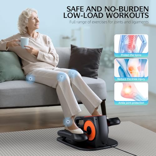 Quiet Portable Electric Seated Pedal Exerciser with Remote Control and 12 Adjustable Speeds T99620