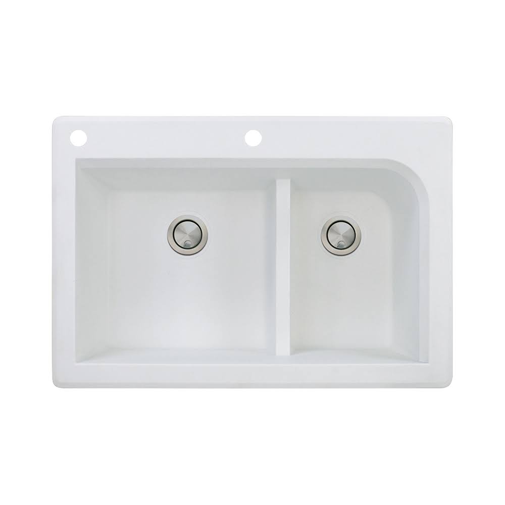 33-in Drop-In Granite Kitchen Sink in White H665