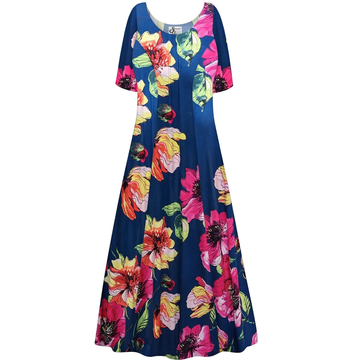 Small Womens Blue Short Sleeve Dress P9711